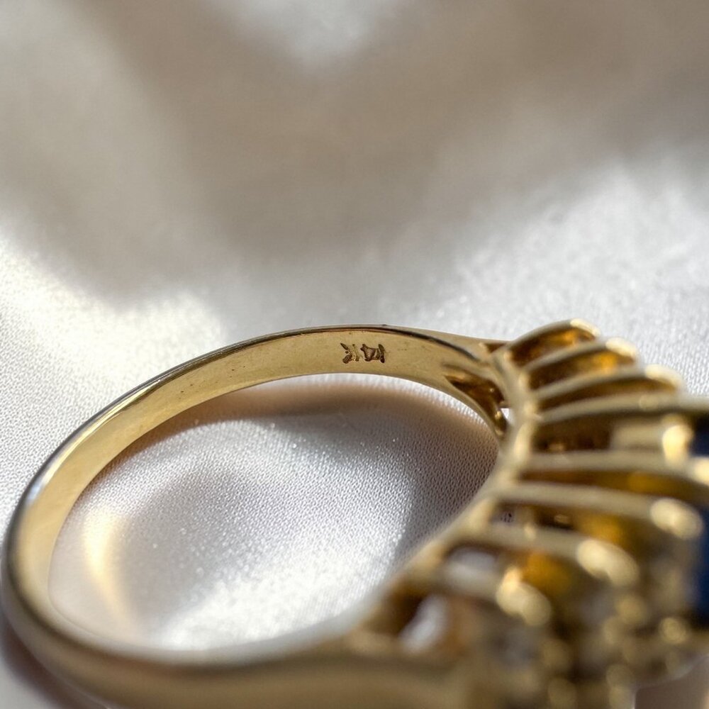 Vintage Effy 14K Gold Blue Sapphire Diamond Ring | Natural Sapphire Ring |Size 5 - Picture 11 of 16